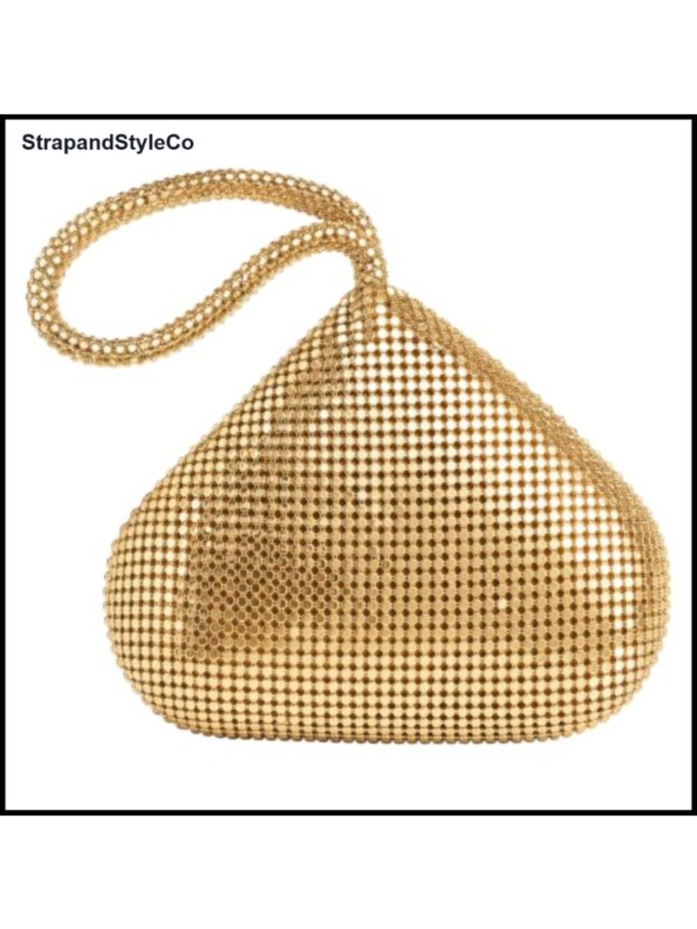 Metallic Mesh Triangle Wristlet Evening Purse Vintage Flapper Handbag